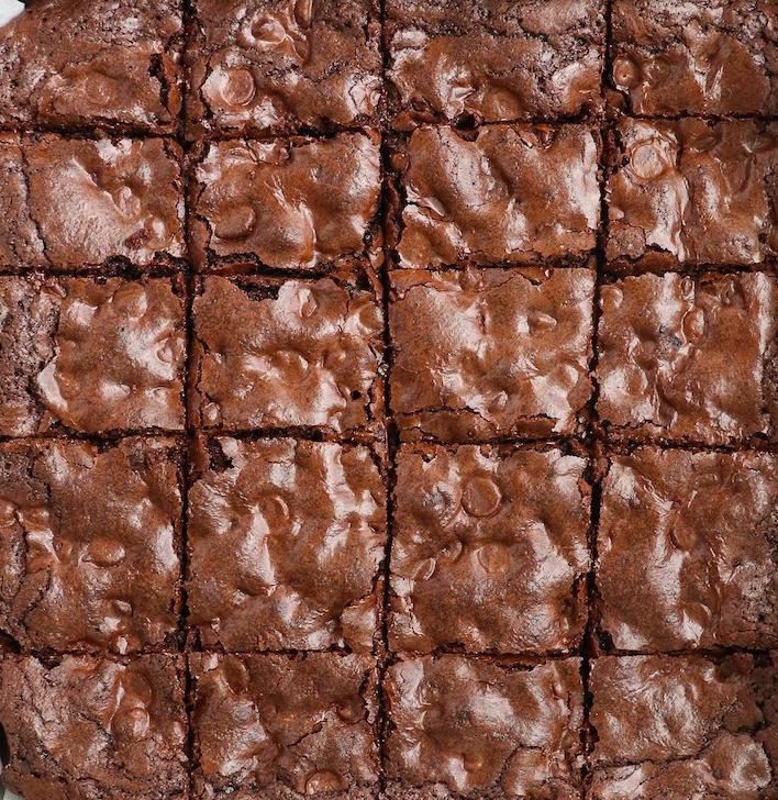 Close-up picture of a pan of brownies 
